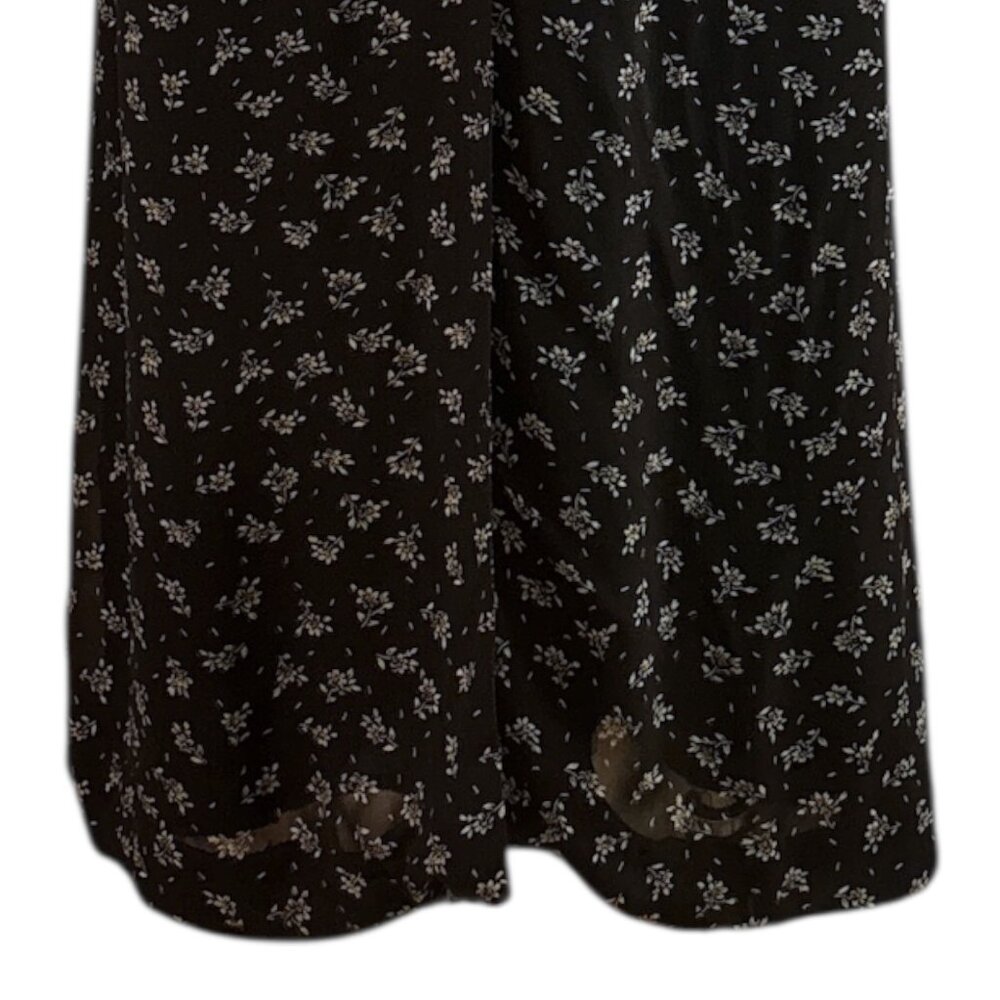 Vtg Dark Academia Ditzy Floral Maxi Dress Sz 8 Button Front Collared Cottagecore - Picture 2 of 15